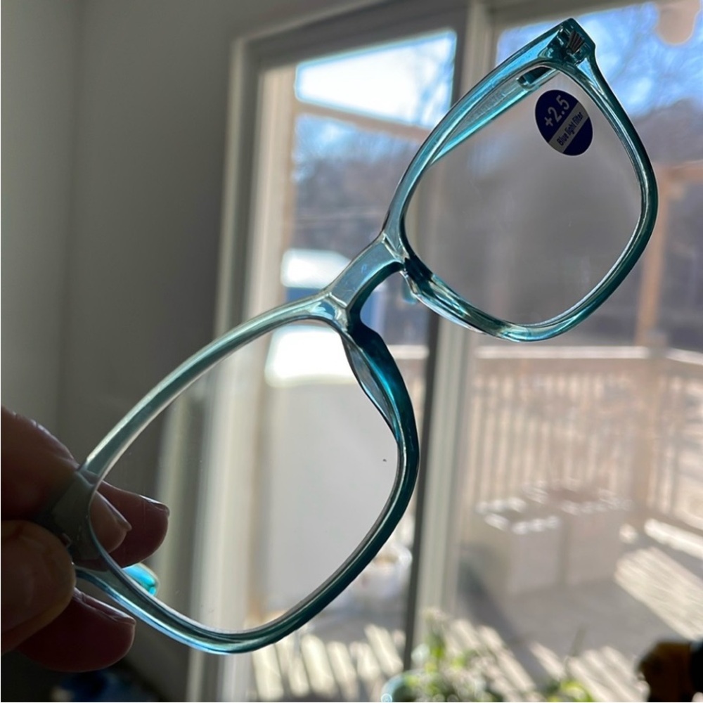 NEW 2.5 readers blue light glasses lens soft bridge crystal light TEAL blue